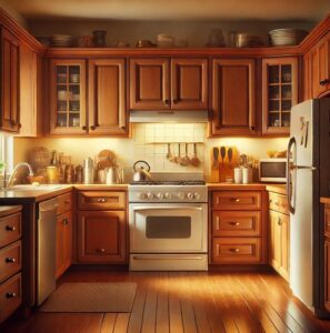 صورة تعبر عن مطبخ منزلي مستعمل